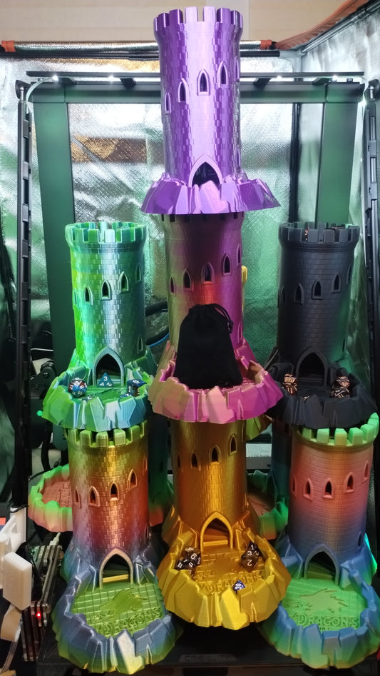 Dice Tower w/ custom logo on base & dice